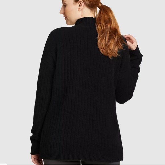 Eddie Bauer Alpine Route Essentials Ribbed Mock Neck Sweater Black NWT Size M - Picture 2 of 14